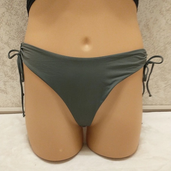 Lulu's Black Wrap Top and High Cut Sage Bikini Set - Picture 5 of 12
